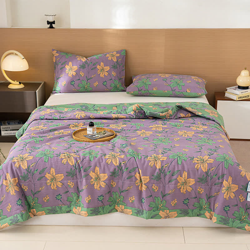 Lily Floral Print Cotton Linen Quilt - image 11