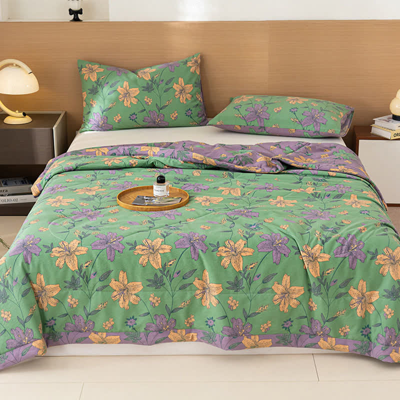 Lily Floral Print Cotton Linen Quilt - image 3