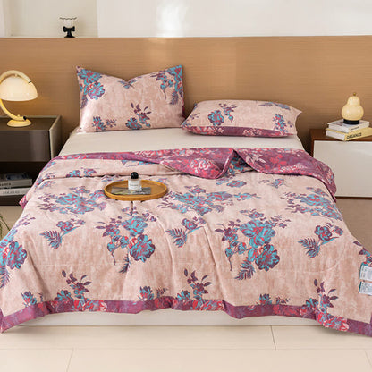 Spring-Inspired Floral Print Cotton Linen Quilt - image 0