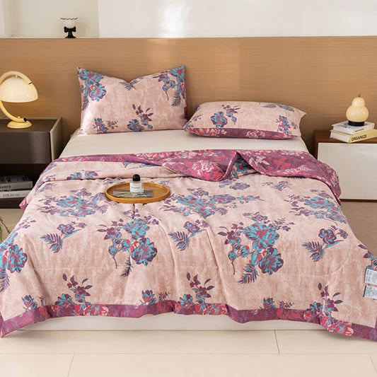 Spring-Inspired Floral Print Cotton Linen Quilt - image 0