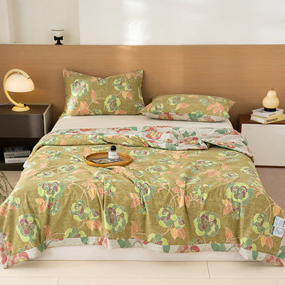 Fresh Floral Print Cotton Linen Quilt - image 2