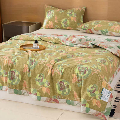Fresh Floral Print Cotton Linen Quilt - image 0