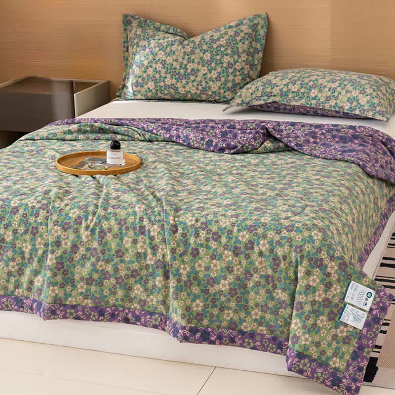 Crabapple Blossom-Inspired Cotton Linen Quilt - image 3