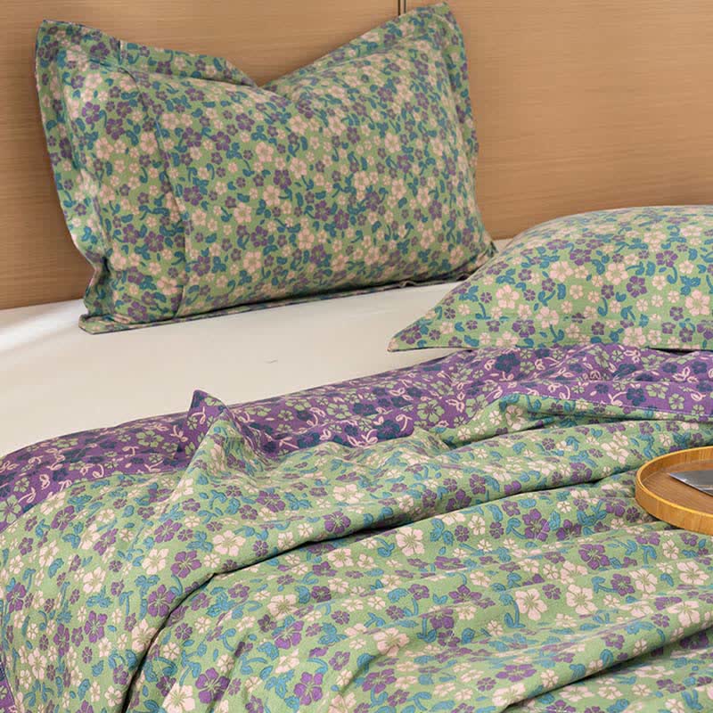 Crabapple Blossom-Inspired Cotton Linen Quilt - image 6