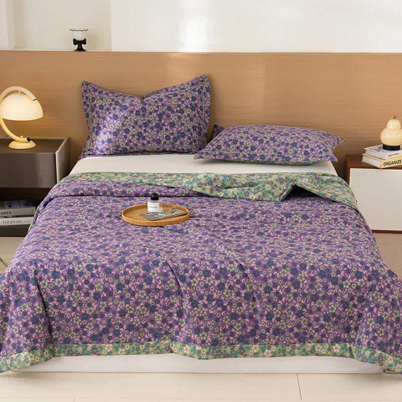 Crabapple Blossom-Inspired Cotton Linen Quilt - image 9