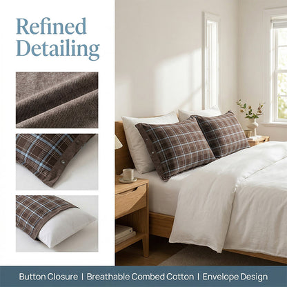 Classic Plaid Button Pure Cotton Pillowcases (2PCS) - image 6