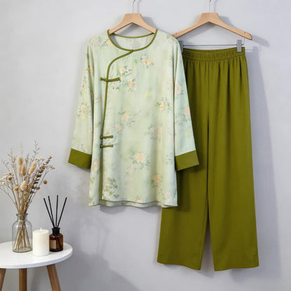 Fresh Floral Eastern-Inspired Pajama Set - image 3