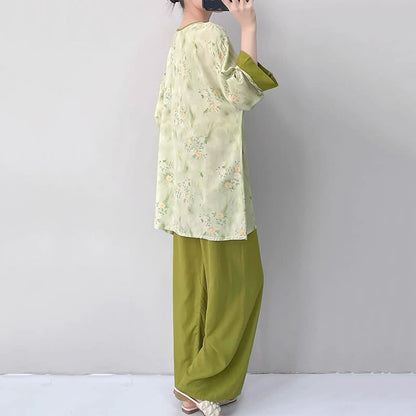 Fresh Floral Eastern-Inspired Pajama Set - image 2
