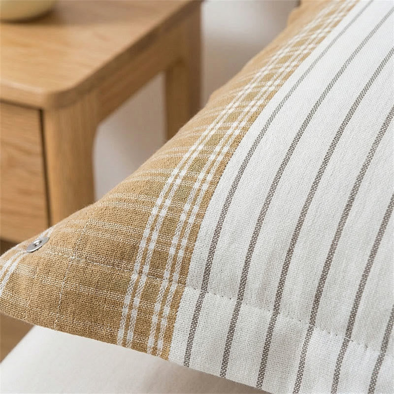 Plaid Stripe Cotton Button Pillowcases(2PCS) - image 3