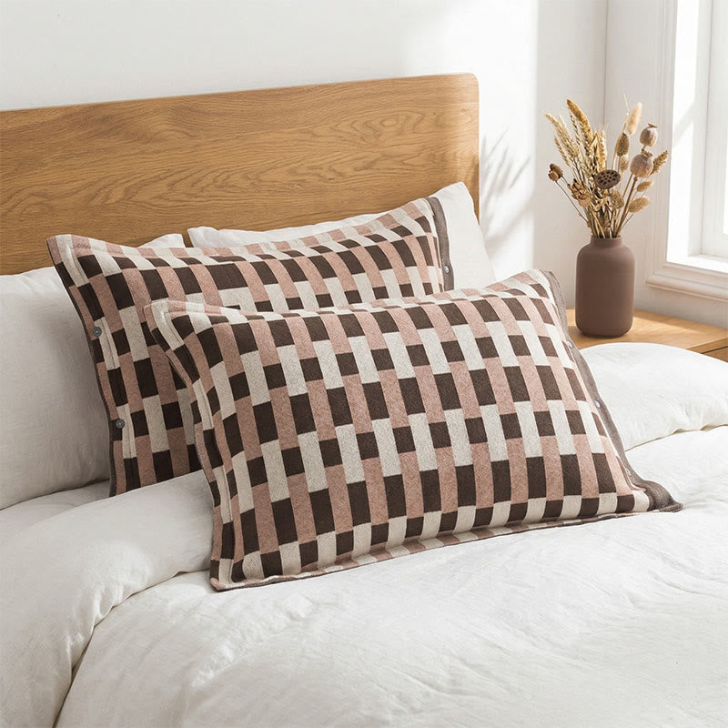 Mixed Stripe Pure Cotton Pillowcases (2PCS) - Brown&Beige - 52cm x 76cm - image 0