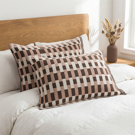 Mixed Stripe Pure Cotton Pillowcases (2PCS) - Brown&Beige - 52cm x 76cm - image 0