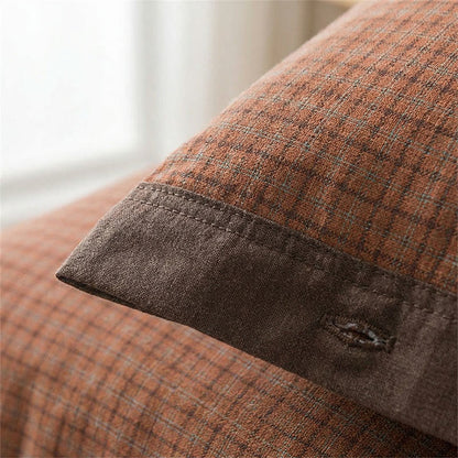 Mini Plaid Button Cotton Pillowcases (2PCS) - image 1