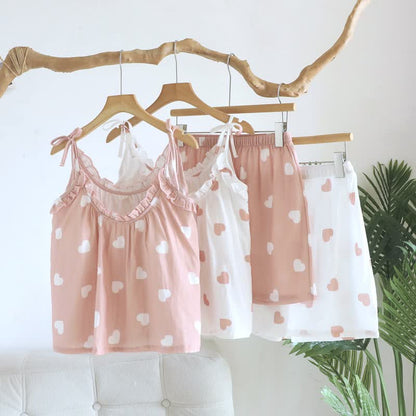Cotton Double Gauze Heart Cami Pajamas - image 0