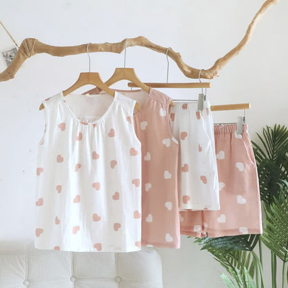Cotton Double Gauze Heart Tank Pajamas - image 0
