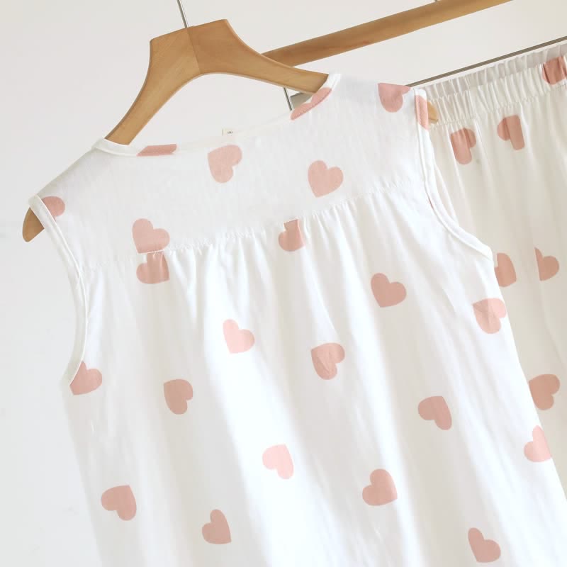 Cotton Double Gauze Heart Tank Pajamas - image 7