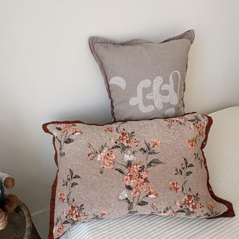 Pure Cotton Romantic Floral Pillowcases (2PCS) - Pink&Brown - 80cm x 54cm - image 0