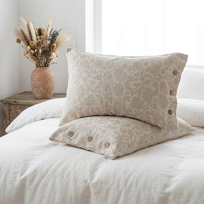Floral Jacquard Button Pillowcases (2PCS) - image 1