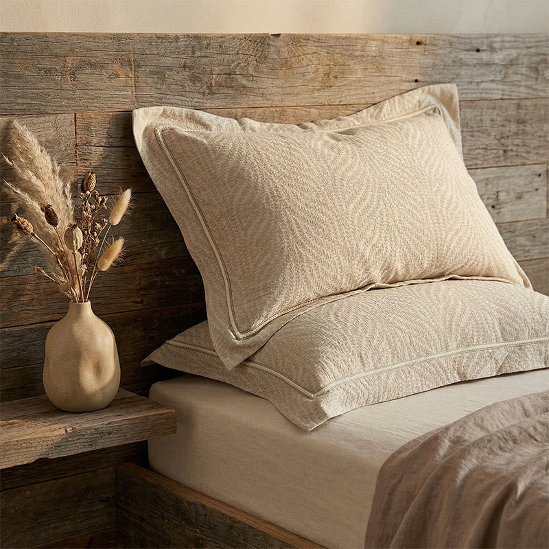 Wheat Jacquard Envelope Pillowcases (2PCS) - image 1
