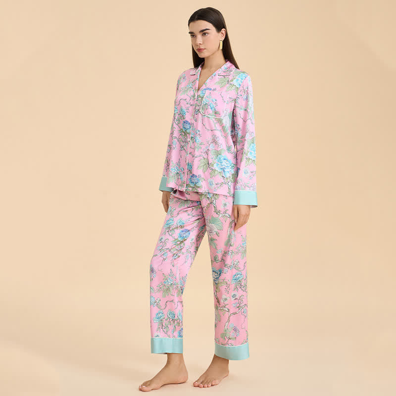 Artistic Blue Floral Pajama Set - image 4