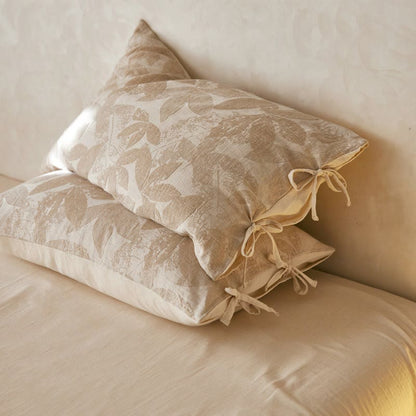 Botanical Leaf Jacquard Pillowcases (2PCS) - Light Brown - 48cm x 74cm - image 0