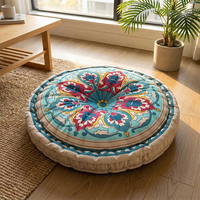 Mandala Bohemian Snow Lotus Throw Pillow - Green&Blue - 45cm x 45cm x 8cm - image 0