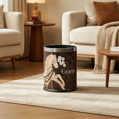 Vintage Equestrian Leather  Round Trash Can - image 10