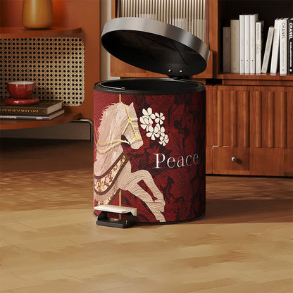 Vintage Equestrian Leather  Round Trash Can - image 4