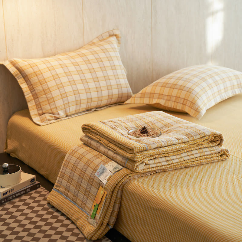 Gingham Pure Cotton Quilt Set - image 1