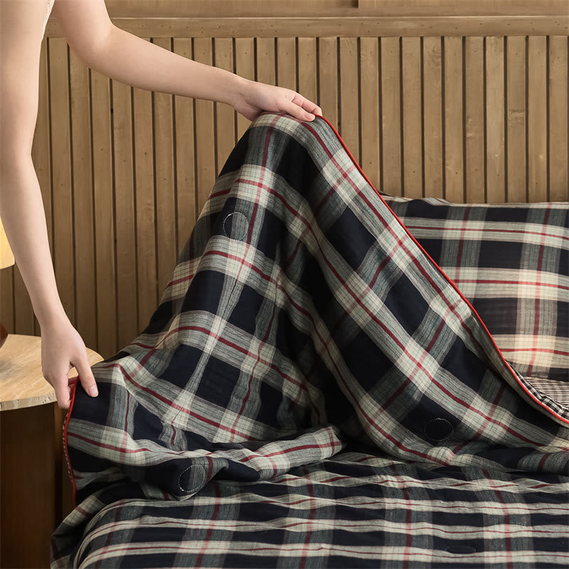 Simple Plaid Pure Cotton Quilt Set - image 3