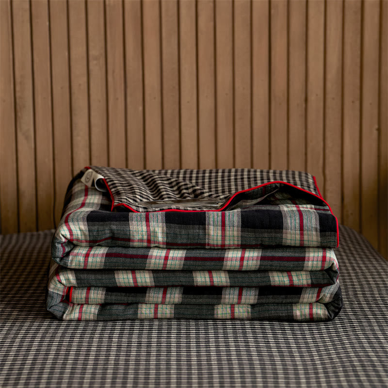 Simple Plaid Pure Cotton Quilt Set - image 1