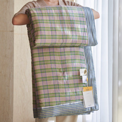 Gingham Pure Cotton Quilt Set - Yellow&Purple - Quilts - King - image 19