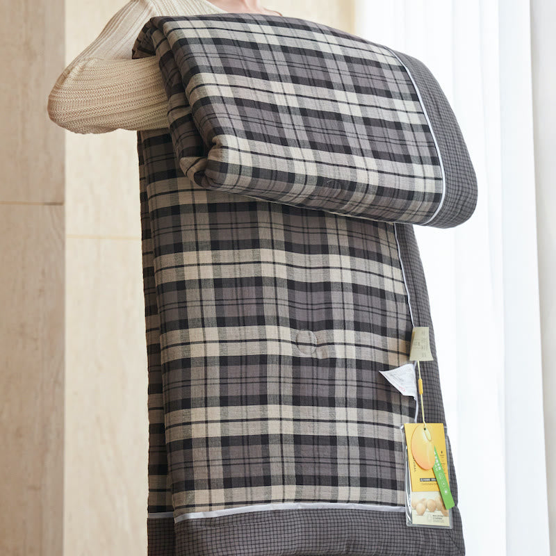 Gingham Pure Cotton Quilt Set - Dark Grey - Quilts - King - image 5