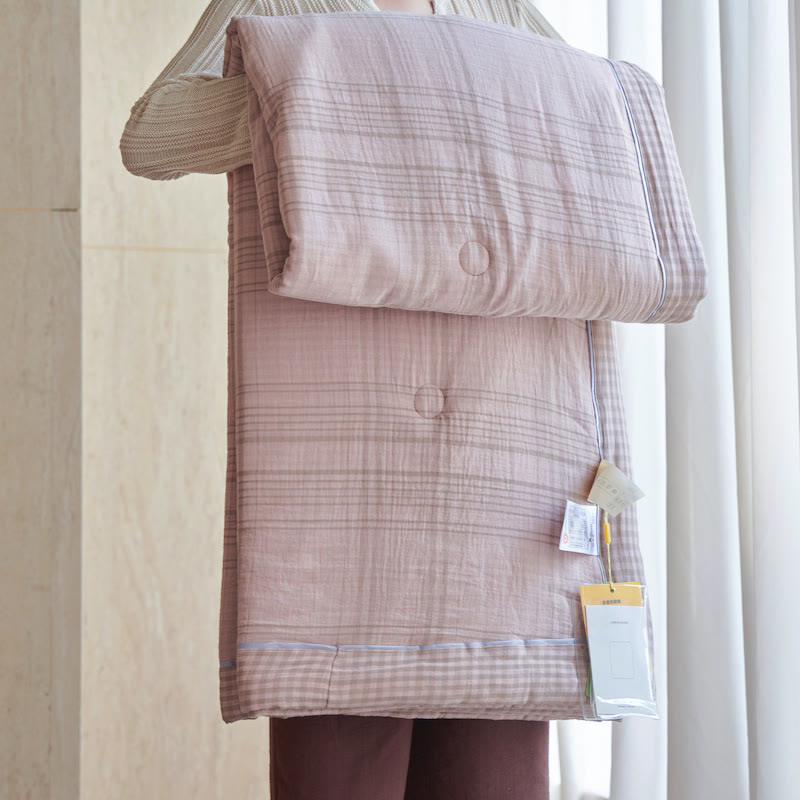 Gingham Pure Cotton Quilt Set - Pink - Quilts - King - image 13