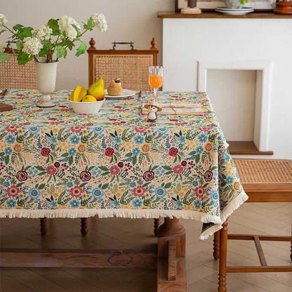 Refresh Floral Cotton Linen Jacquard Tablecloth - image 1