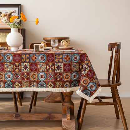 Bohemian Retro Ethnic Tile Jacquard Tablecloth - 55" x 118" - image 0