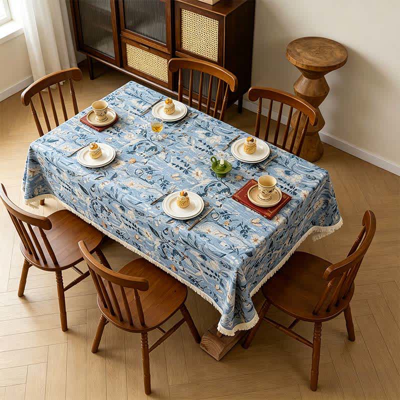 Serene Garden Oil Painting Jacquard Tablecloth - image 1