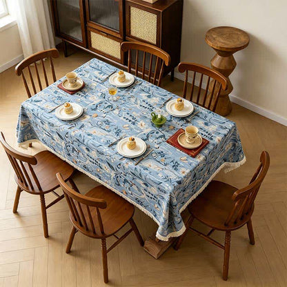 Serene Garden Oil Painting Jacquard Tablecloth - image 1
