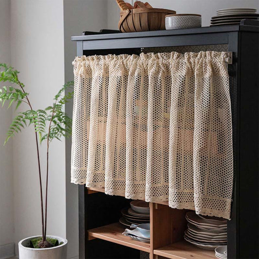 Bohemian Mesh Pattern Crochet Tier Curtain - Mesh - 150cm x 60cm - image 0