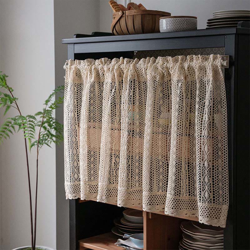 Bohemian Beige Dot Crochet Tier Curtain - Dot - 150cm x 60cm - image 0