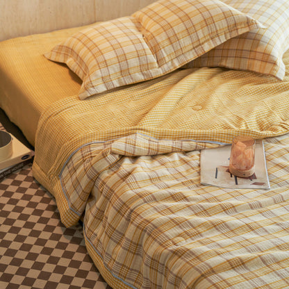 Gingham Pure Cotton Quilt Set - Yellow - Bedding Set - King - image 3