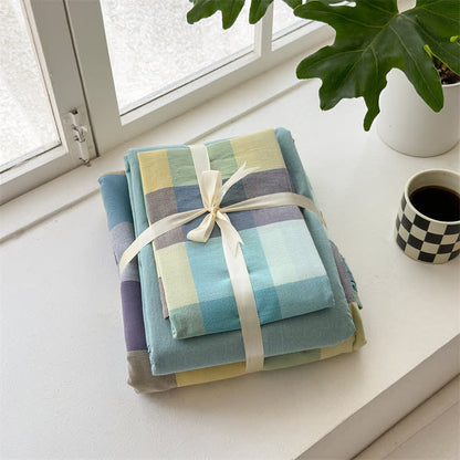Multi-Color Plaid Cotton Bedding Set - image 4