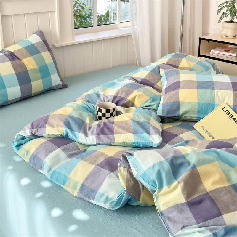 Multi-Color Plaid Cotton Bedding Set - image 3