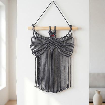 Boho Bat Macrame Wall Hanging - Black - 25cm x 40cm - image 3