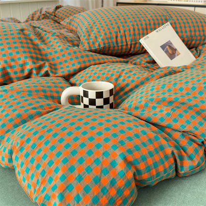 Small Check Gingham Cotton Bedding Set - image 12