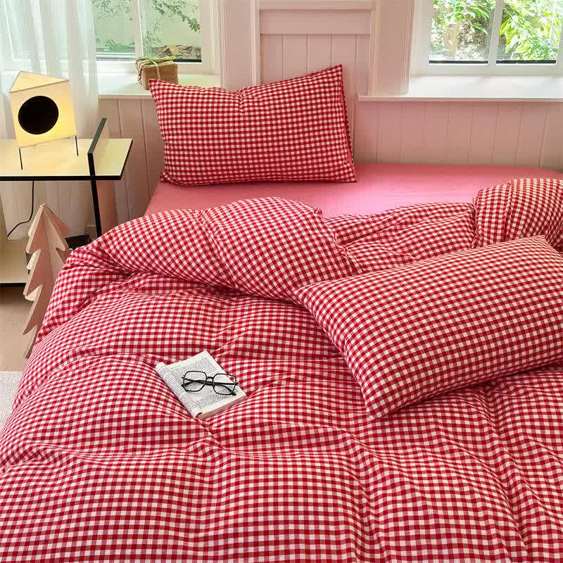 Small Check Gingham Pure Cotton Bedding Set - image 23