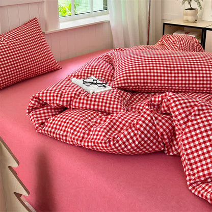 Small Check Gingham Pure Cotton Bedding Set - image 24