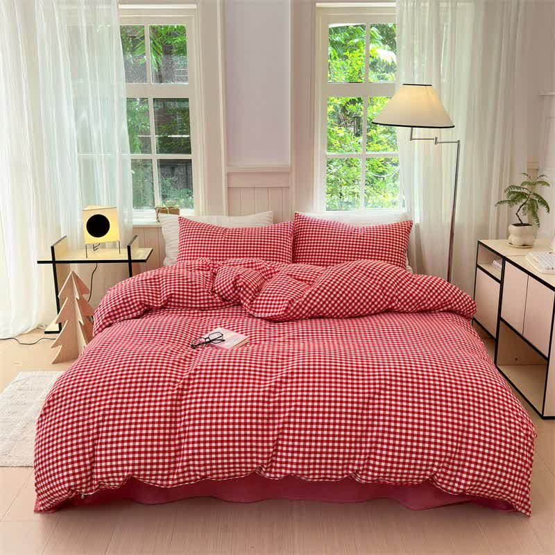 Small Check Gingham Pure Cotton Bedding Set - image 22