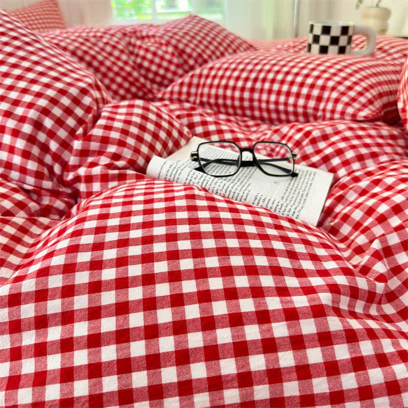 Small Check Gingham Pure Cotton Bedding Set - image 25