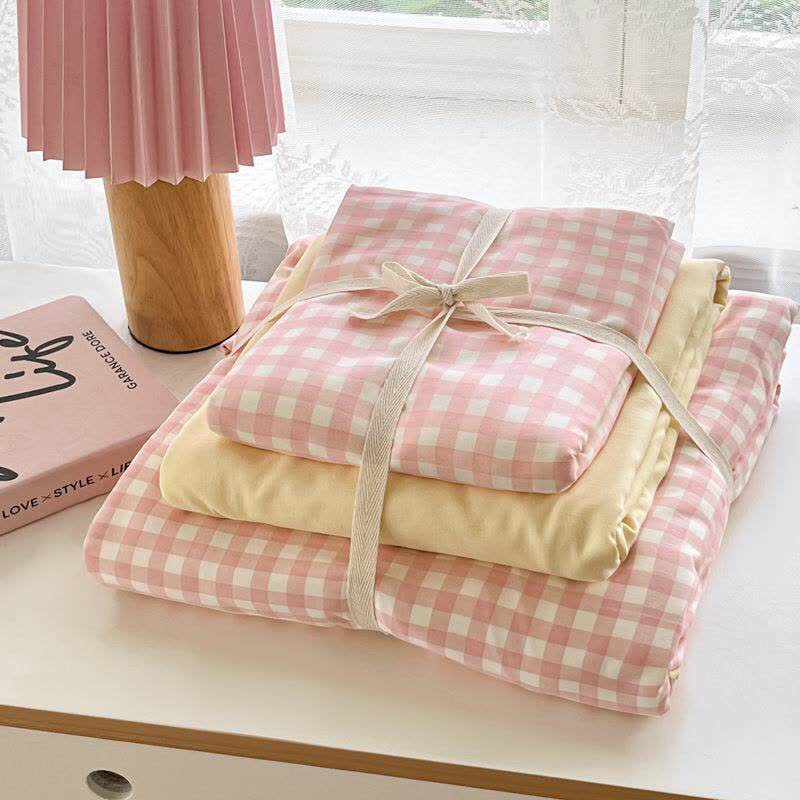 Pastel Gingham Pure Cotton Bedding Set - image 4