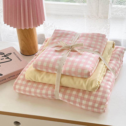 Pastel Gingham Pure Cotton Bedding Set - image 4